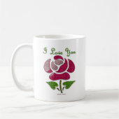 Roze sjabloon roos Ik hou van jou Koffiemok (Links)