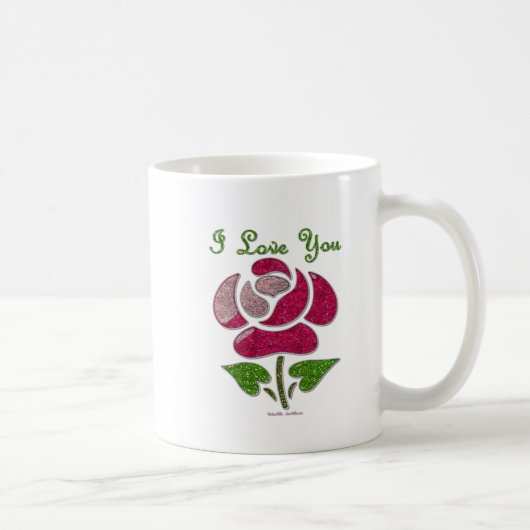 Roze sjabloon roos Ik hou van jou Koffiemok (Rechts)