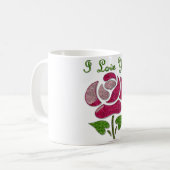 Roze sjabloon roos Ik hou van jou Koffiemok (Voorkant links)