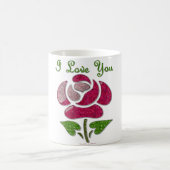 Roze sjabloon roos Ik hou van jou Koffiemok (Center)