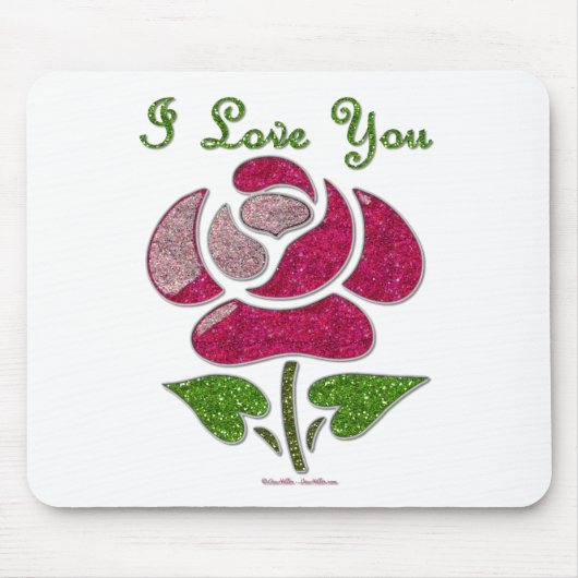 Roze sjabloon roos Ik hou van jou Muismat (Voorkant)