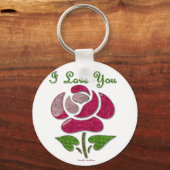 Roze sjabloon roos Ik hou van jou Sleutelhanger (Voorkant)