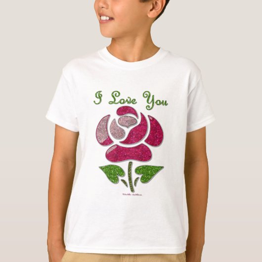 Roze sjabloon roos Ik hou van jou T-shirt (Voorkant)