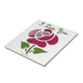 Roze sjabloon roos Ik hou van jou Tegeltje (Zijkant)