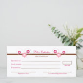 Roze Sjabloon Sakura Gift Certificate (Staand voorkant)