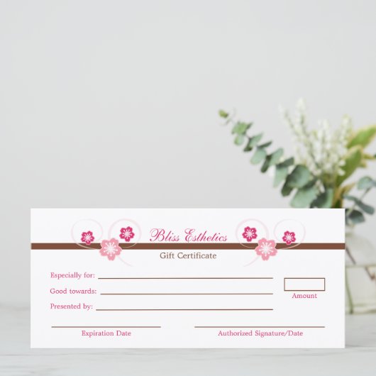 Roze Sjabloon Sakura Gift Certificate (Staand voorkant)