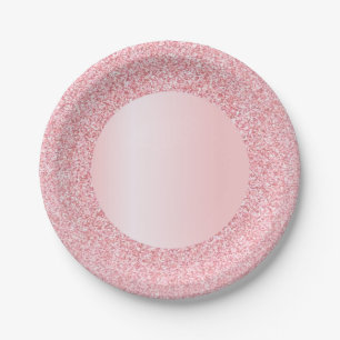 Roze sjabloon trendy roze gouden glitters modern papieren bordje