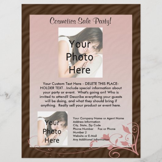 Roze Sjabloon van de flacon, cosmetische partij El Flyer (Voorkant)