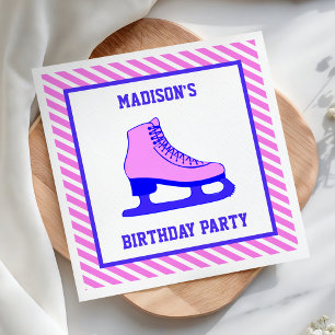 Roze Skate IJsschaatsen Verjaardagsfeest Papier Servet