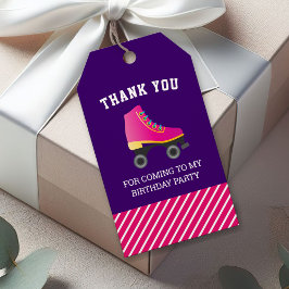 Roze Skate Roller Schaatsen Verjaardagsfeest Favor Cadeaulabel