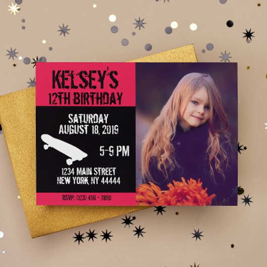 Roze skateboard Birthday, Schaats board, Girl Kaart