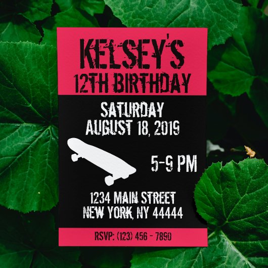 Roze skateboard Birthday, Schaats board, Girl Kaart