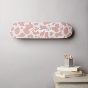 Roze skateboard koe print girly rodeo