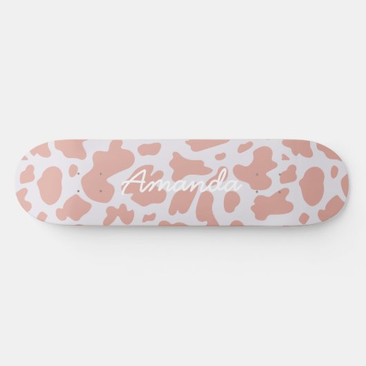 Roze skateboard koe print girly rodeo (Horizontaal)