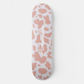 Roze skateboard koe print girly rodeo (Voorkant)