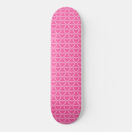 Roze Skateboard met hart - Uw kleuren of tekst (Voorkant)