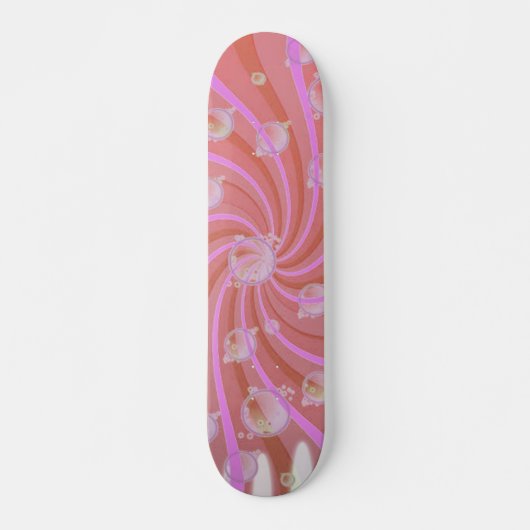 Roze skateboard met rode zwembroeken en bubels (Voorkant)