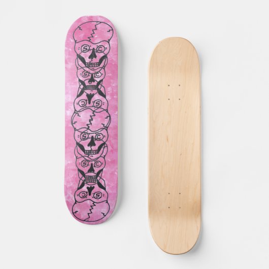 roze skateboard van de schedel, duivel (Voorkant)