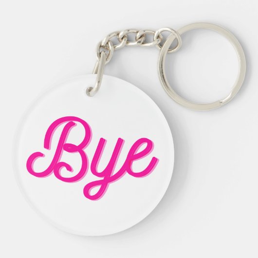 Roze Skateboarden Kat Grappig en Dag Tekst Sleutelhanger (Achterkant)