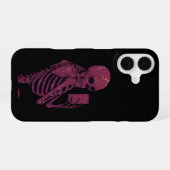 Roze Skelet Selfie iPhone 16 Hoesje (Achterkant horizontaal)