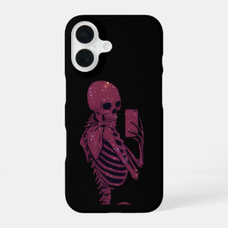 Roze Skelet Selfie iPhone 16 Hoesje