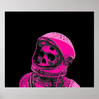 Roze Skeleton Astronaut Poster
