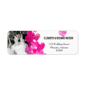 Roze sketchy harten bruiloft adres label (Voorkant)