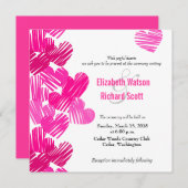 Roze sketchy harten bruiloft uitnodiging (Voorkant / Achterkant)