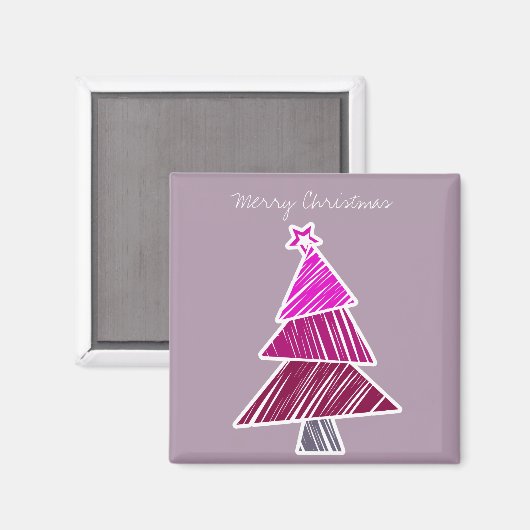 Roze Sketchy Kerstboom magneet (Voorkant / Achterkant)
