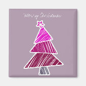 Roze Sketchy Kerstboom magneet (Voorkant)