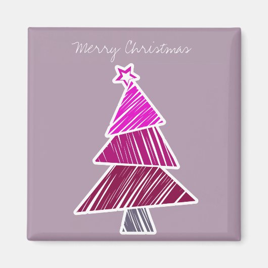 Roze Sketchy Kerstboom magneet (Voorkant)