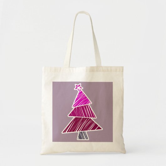 Roze Sketchy Kerstboom Tas (Voorkant)