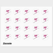 Roze Ski Fast Ronde Sticker (Vel)