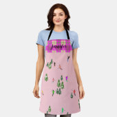 Roze Skiers Ski Kerstmis Skiing Holiday Naam Schort (Gedragen)