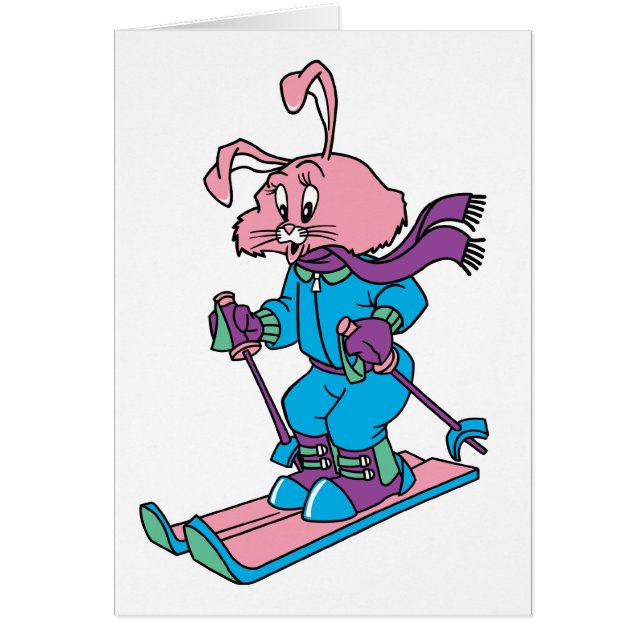 Roze Skiing Rabbit (Voorkant)