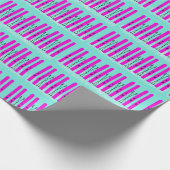 Roze ski's op blauw cadeaupapier (Hoek)