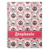 Roze Skull and Crossbones Spiral Notebook Journal Notitieboek (Voorkant)