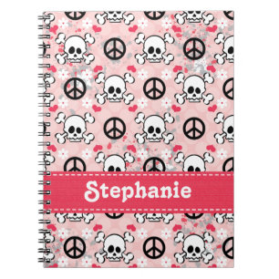 Roze Skull and Crossbones Spiral Notebook Journal Notitieboek