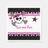 Roze Skull Crossbones & Hearts Party Servetten (Voorkant)