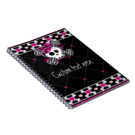 Roze Skull Crossbones & Notitieboek journal (Rechterzijde)