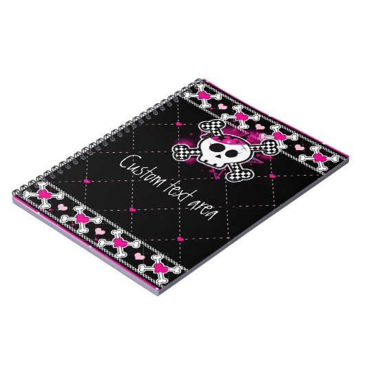 Roze Skull Crossbones & Notitieboek journal (Linkerzijde)