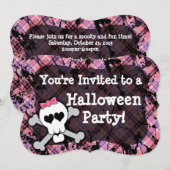 Roze Skull Cute Girl's Halloween Party-uitvindinge Kaart (Voorkant / Achterkant)