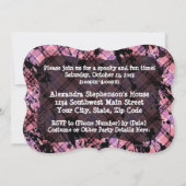 Roze Skull Cute Girl's Halloween Party-uitvindinge Kaart (Achterkant)