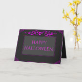 Roze Skull Halloween Kaart (Gele Bloem)
