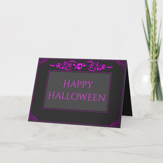 Roze Skull Halloween Kaart (Voorkant)