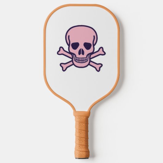 Roze Skull White en tan pickleball paddle (Voorkant)