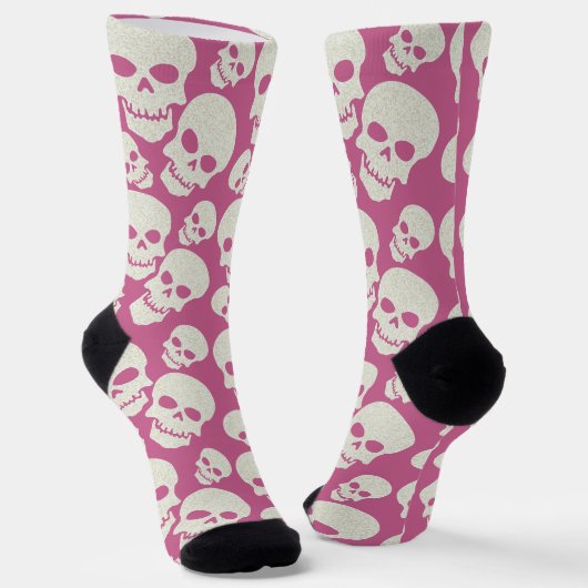Roze Skulls Socks Sokken (Gebogen)