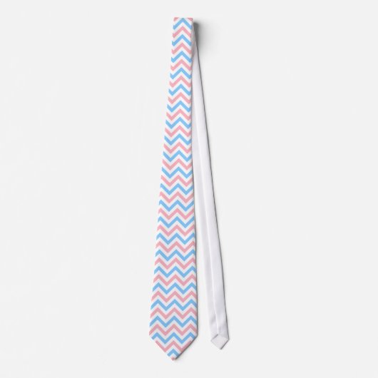 Roze, Sky Blue, White Large Chevron ZigZag Pattern Stropdas (Voorkant)