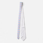 Roze, Sky Blue, White Large Chevron ZigZag Pattern Stropdas (Achterkant)