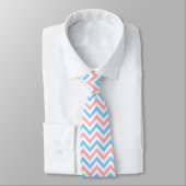 Roze, Sky Blue, White Large Chevron ZigZag Pattern Stropdas (Gebonden)